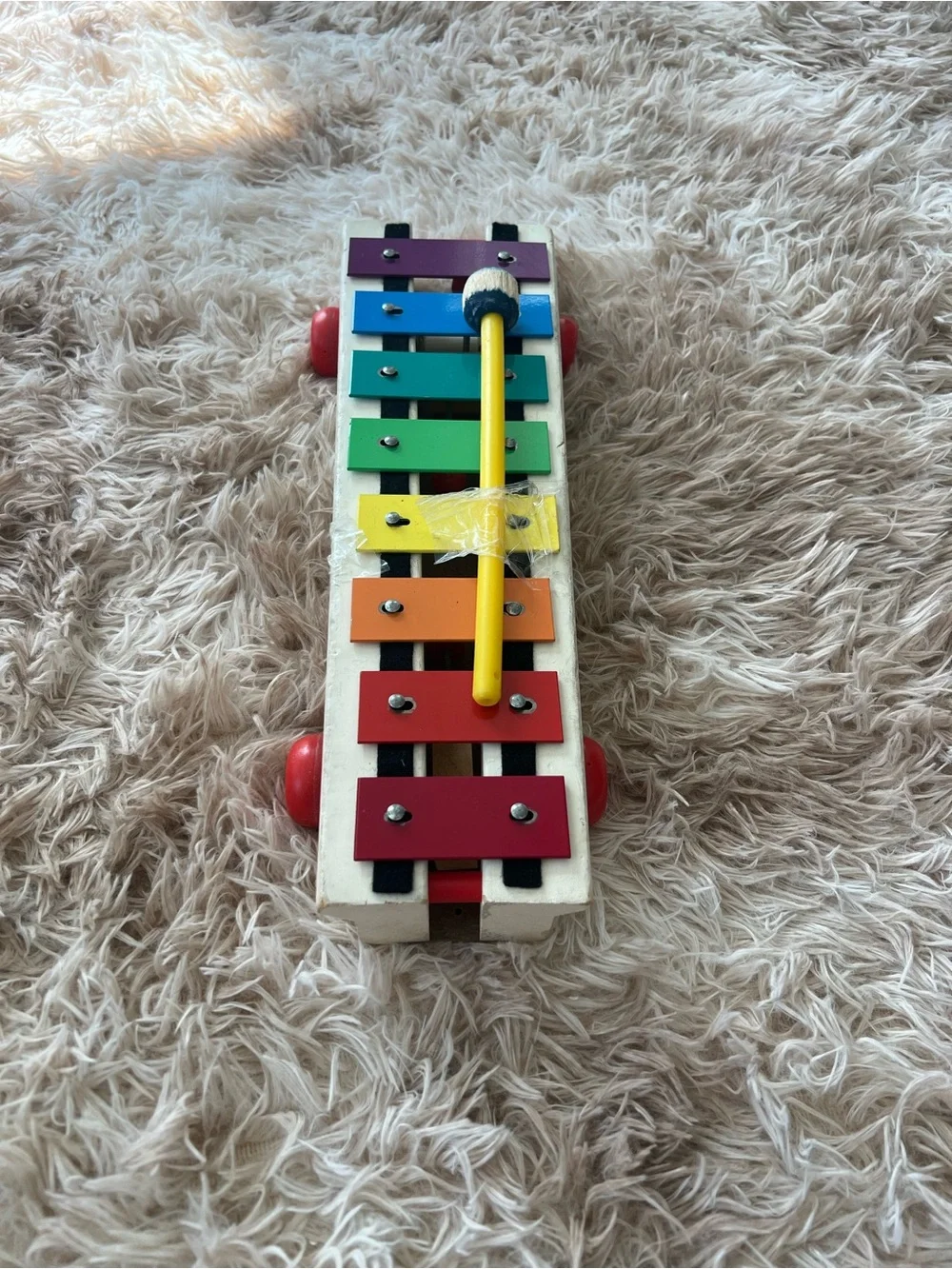 Vintage 60s Fisher Price Pull-a-Tune Wood & Metal Xylophone w/Malet. Work great